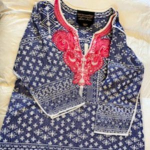 Stunning Embroidered Indian Long Tunic Soft Surroundings L